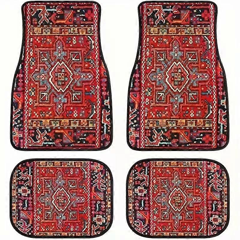 Autofußmatten, Universal-Autofußmatten im Bohemian-Stil, Teppich, 4-teilig, schmutzabweisend, Mattenset für vorne und hinten, Autozubehör