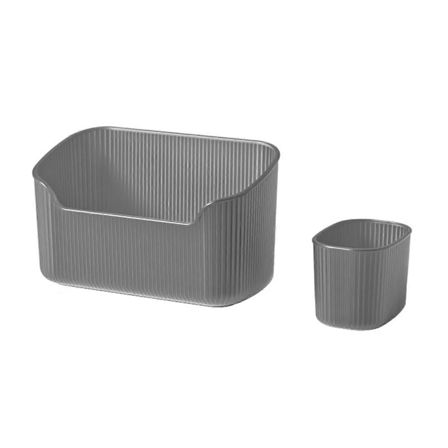 Cosmetics Storage Box Large Capacity Half Transparent Plastic Desktop Makeup Brushes Lipsticks