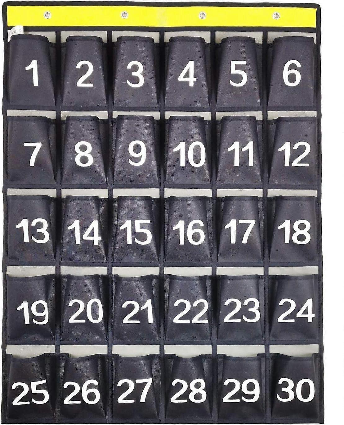 Efficient Classroom Solution, Classroom Cell Phone Calculator Holder With Hanging Wall Door Storage And Environmentally Friendly Fabric, 30 Numbered