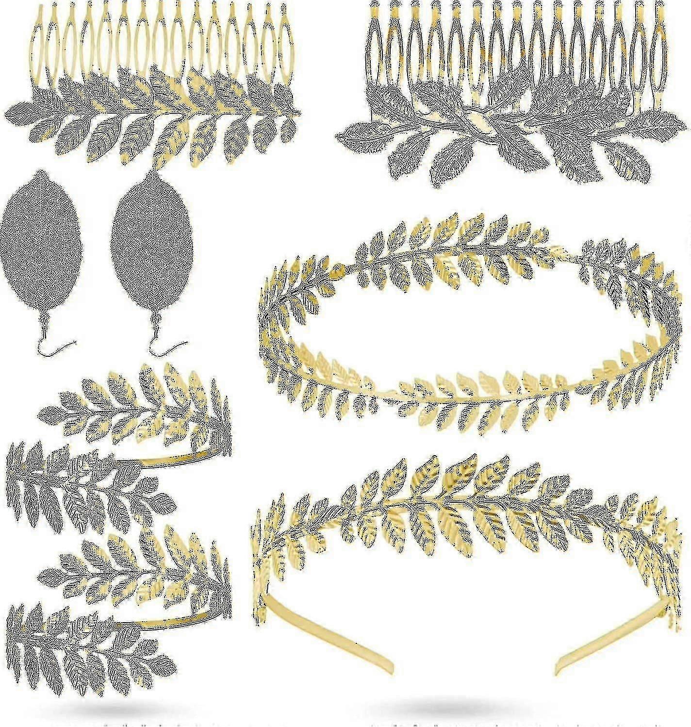 ギリシャの女神ヘッドバンド、8個ギリシャの女神ヘッドバンドクラウン、ローマの葉の王冠、ローマの月桂樹のブレスレットリーフヘッドバンド女性のためのヘアバンド