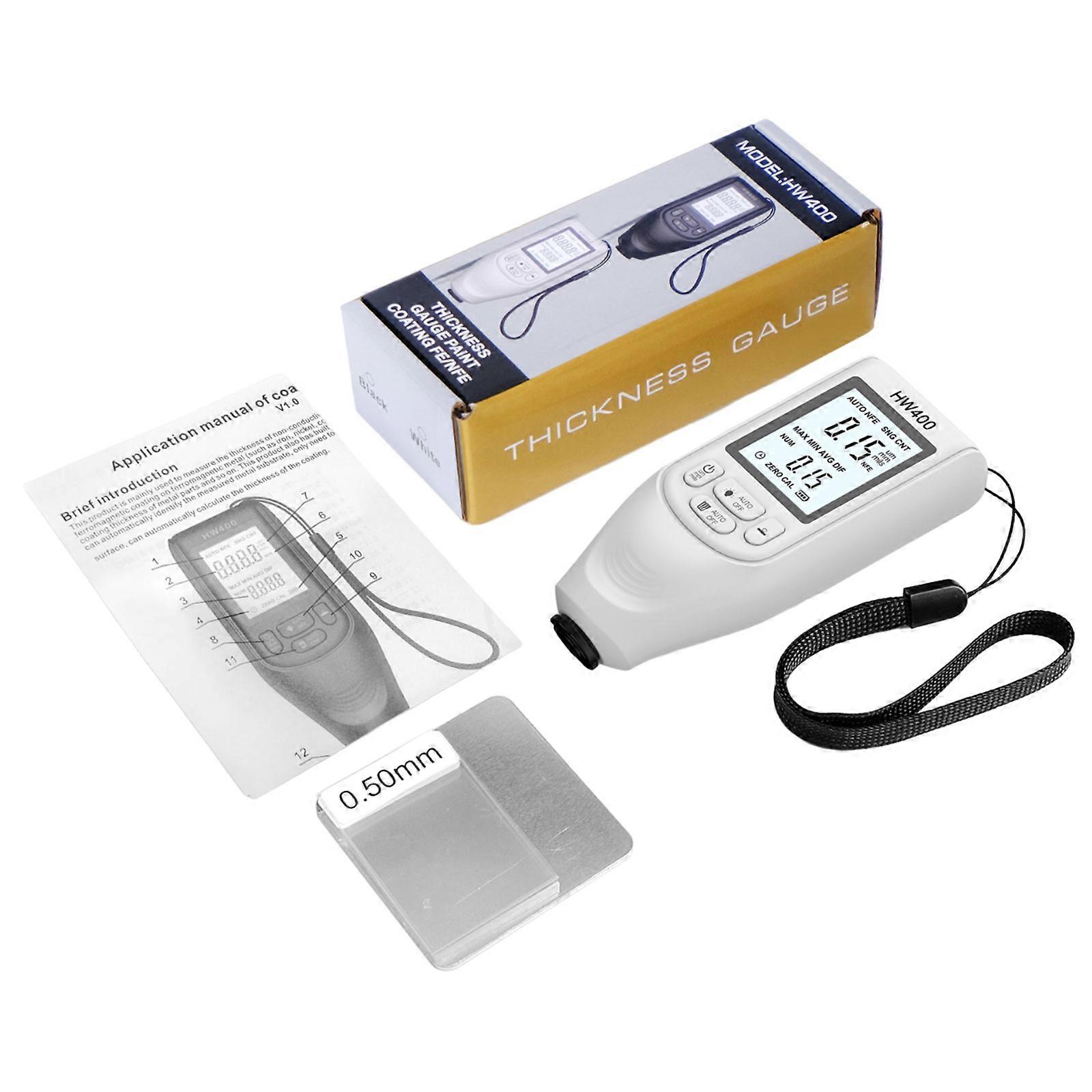 Coating Thickness Gauge 0-2000μm Professional Digital Thickness Gauge with LCD Display Battery Indicator  White