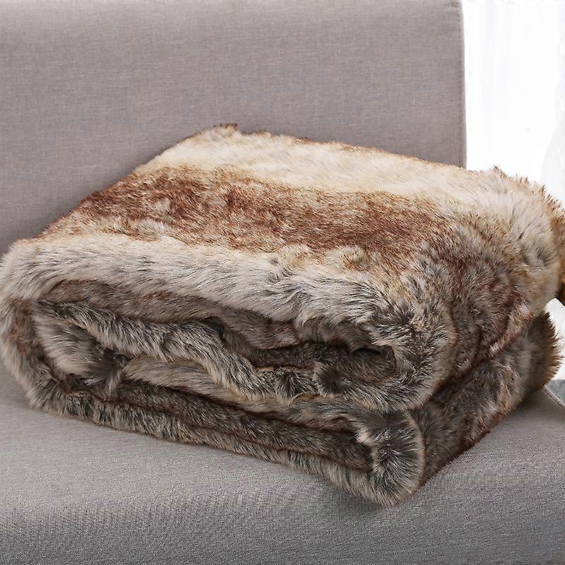 Double Layer Plush Blanket Thickened Blanket Family Blanket Cream Colored Sofa Blanket Warm Blanket