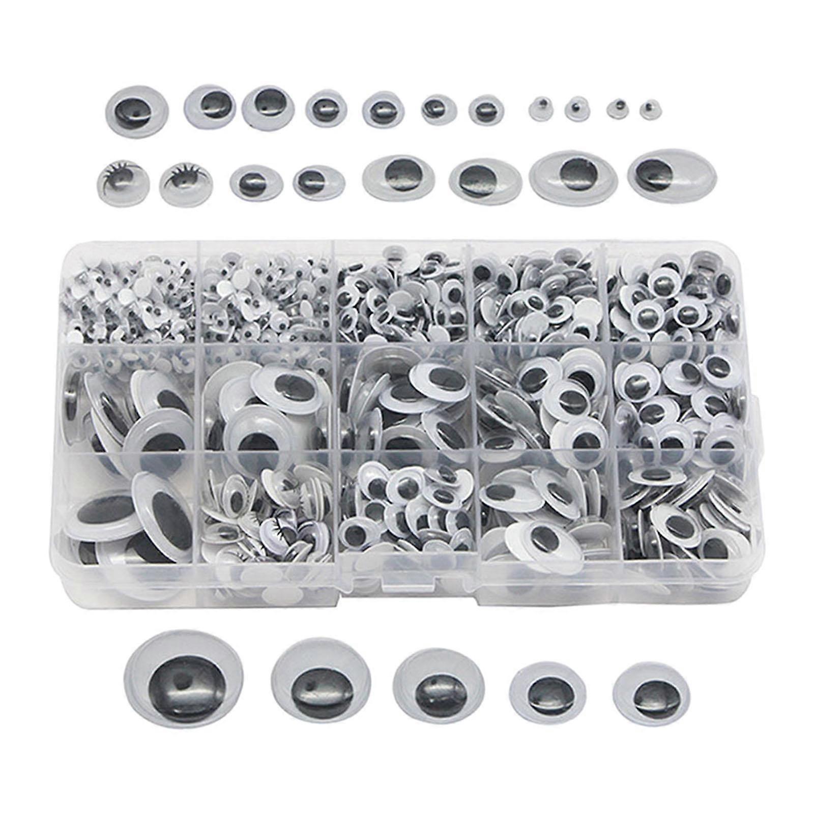 1120 Pcs Googly Wiggle Eyes Self Adhesive in Portable Plastic Box, Multi 6-25mm