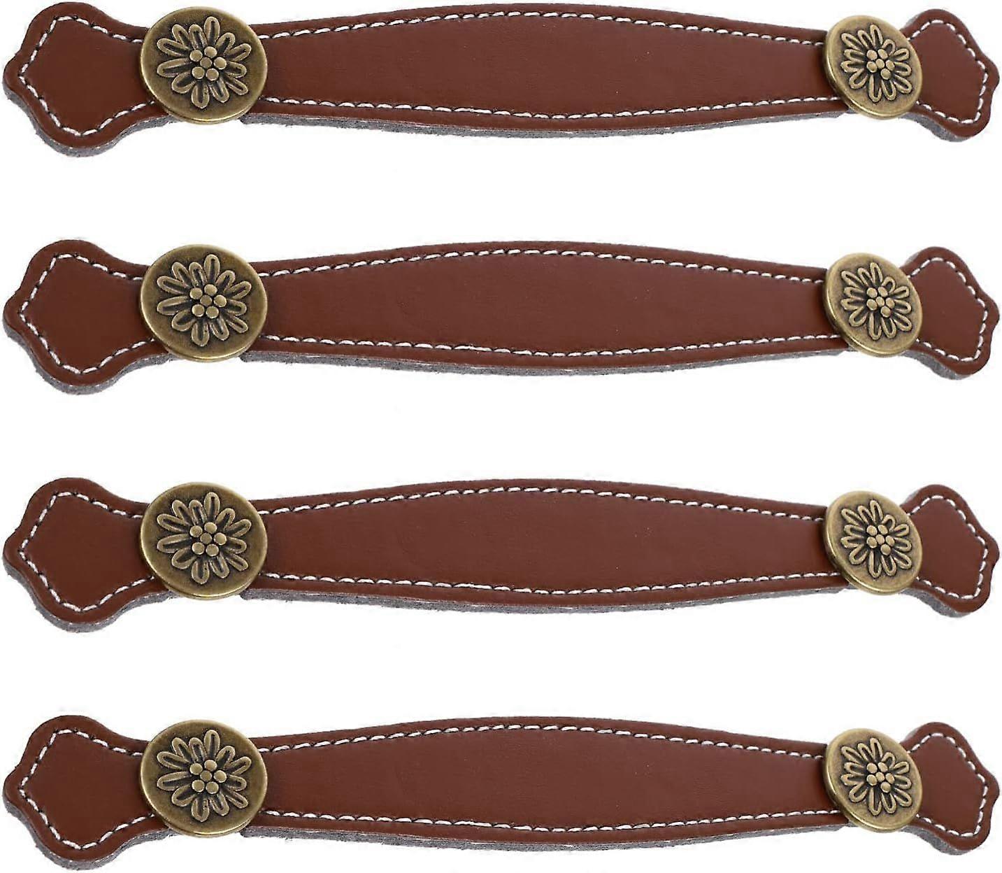 4pcs Ledergriff Schrank Türgriffe Ersatz Gepäckgriff Lederschublade Ledermöbel Knöpfe Weicher Cupbaord-Griff Lederriemengriffe Krieg