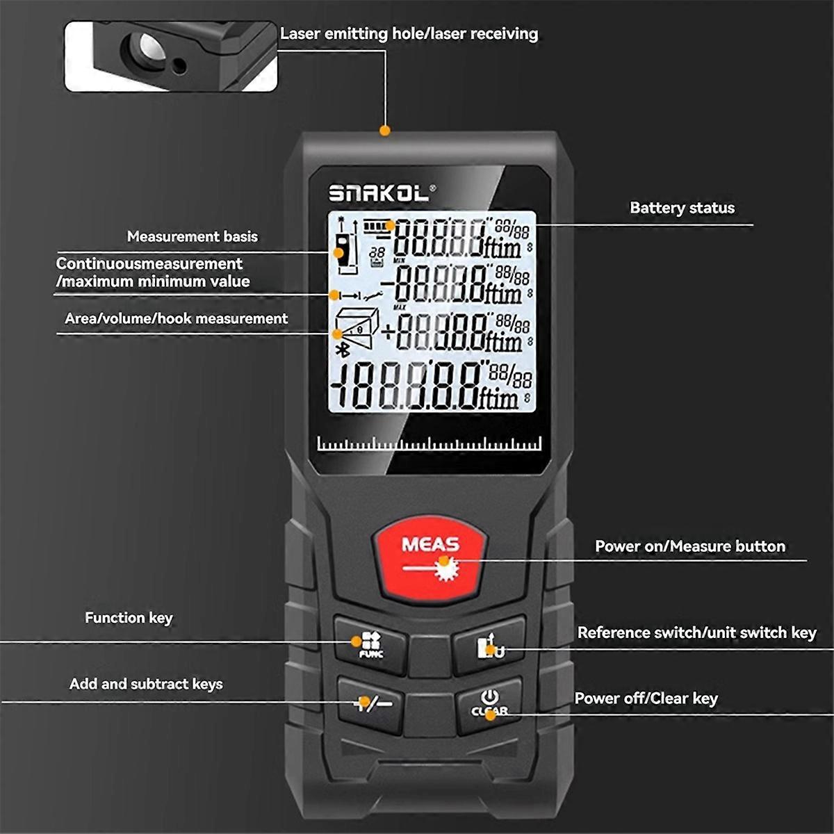 SNAKOL 70M Handheld Laser Rangefinder Construction Ruler Test Tool
