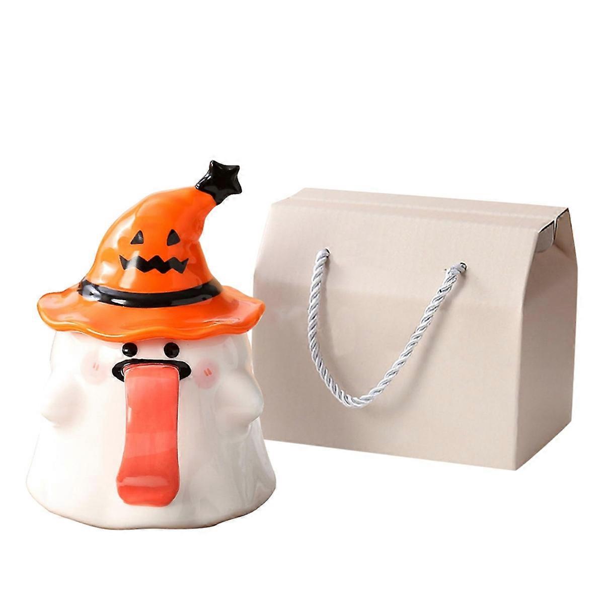 Halloween Cup with Witch Hat Cover Specter,Originality Tongue Out Mug
