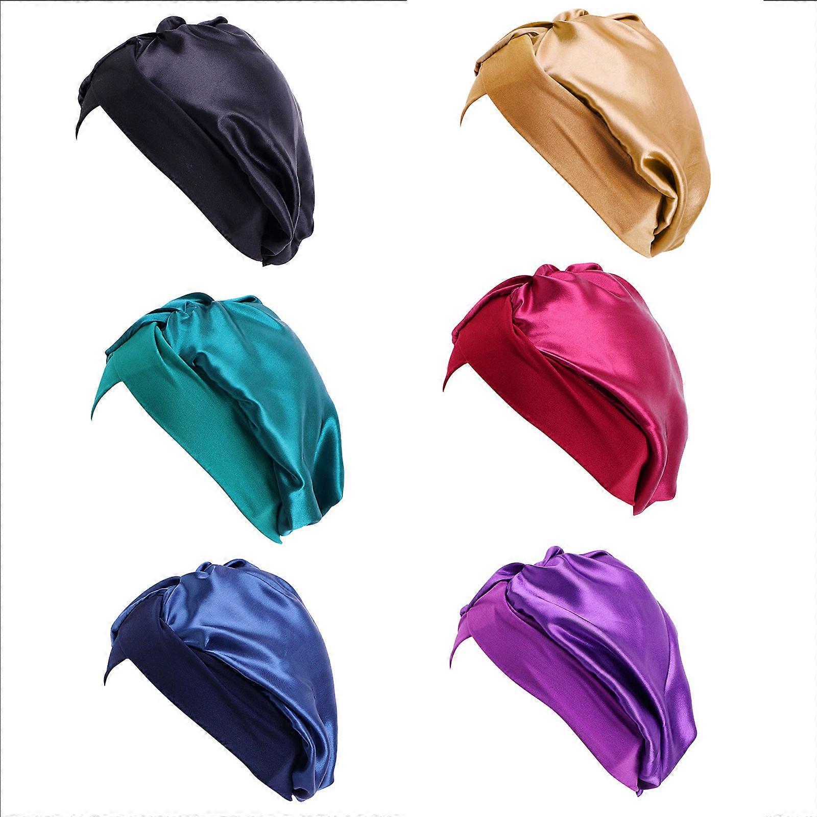 Boho Style Caps Elastic Bouffant Turban Cap Solid Color Working Hats with Sweatband Unisex Tie Back Hats Hair Covers Peacock Blue