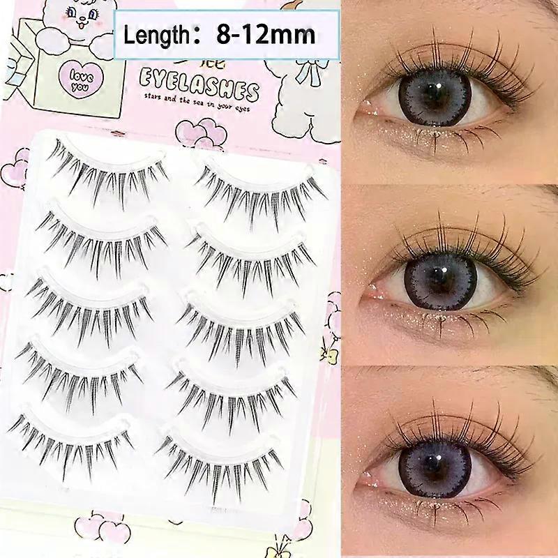 Dream Deer 5 Pairs False Eyelashes A Type Eyelashes Upgraded Lash V-shaped 0.14mm Transparent Stem Soft Natural Eye Lashes Mink