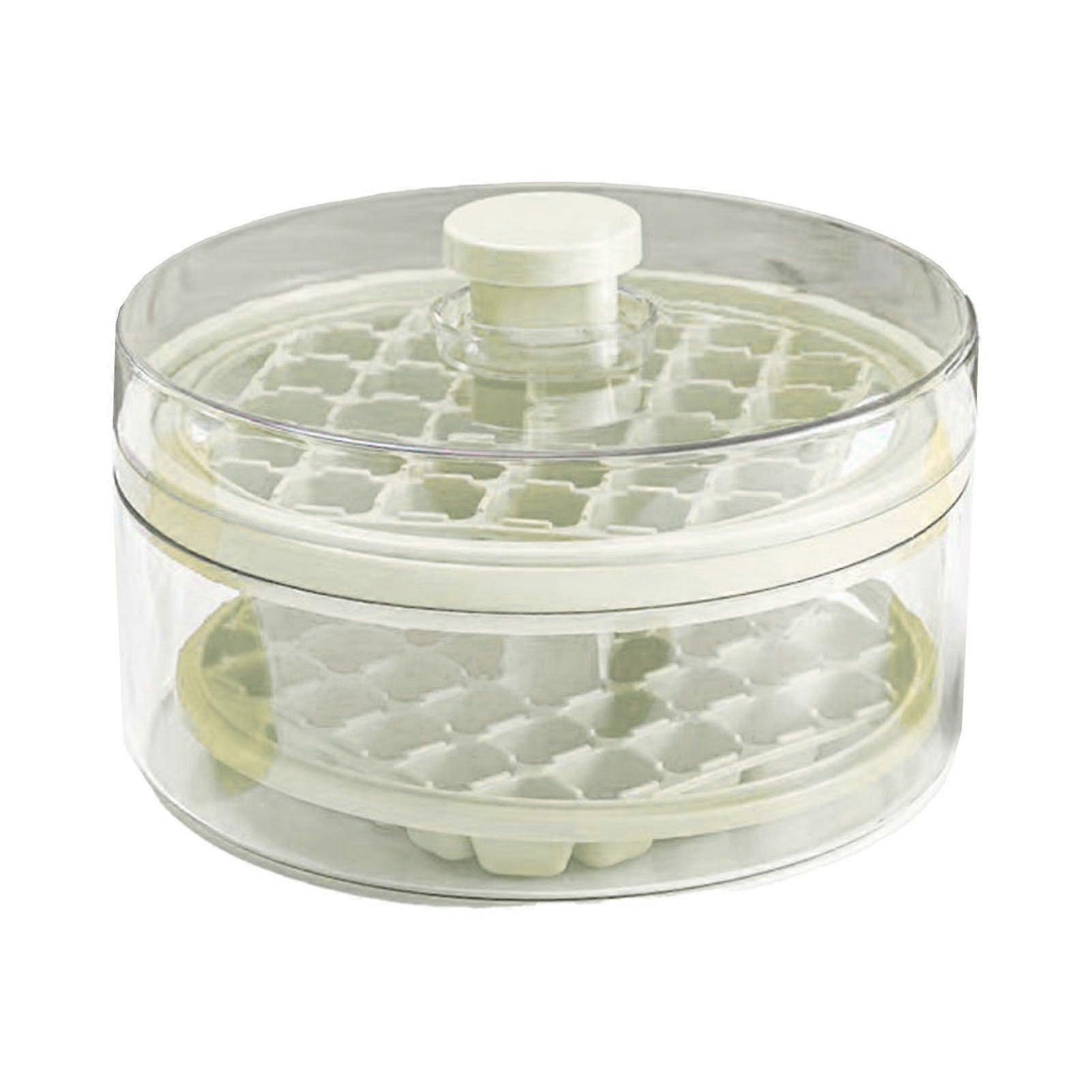 White Double Layer Round Ice Box Large Capacity Odourless Ice Cube Trays for Chilling Drinks Coffee Juice Cocktail