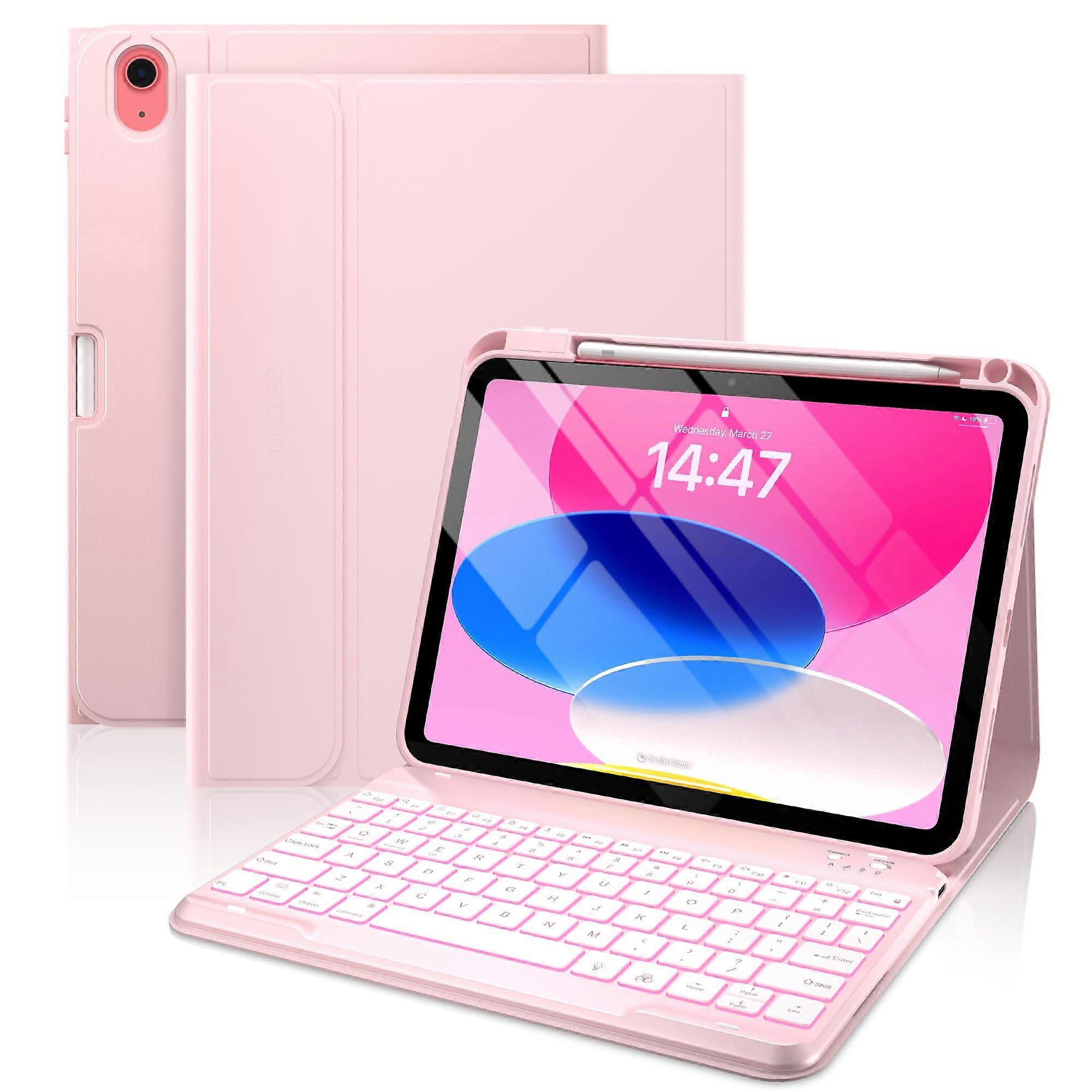 Magnetic Wireless Detachable Keyboard Case with 7-Color Backlight for iPad 10th Gen 10.9 Inch 2022 Model