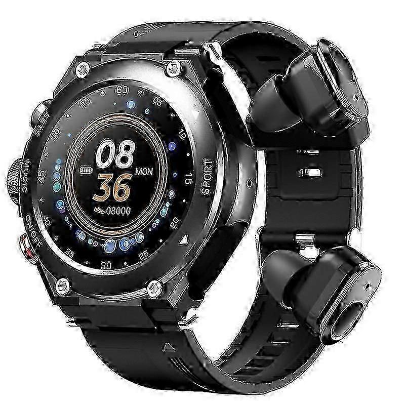 Smart Watch with Wireless Earphones, in 1 Round Fitness Tracker Watch