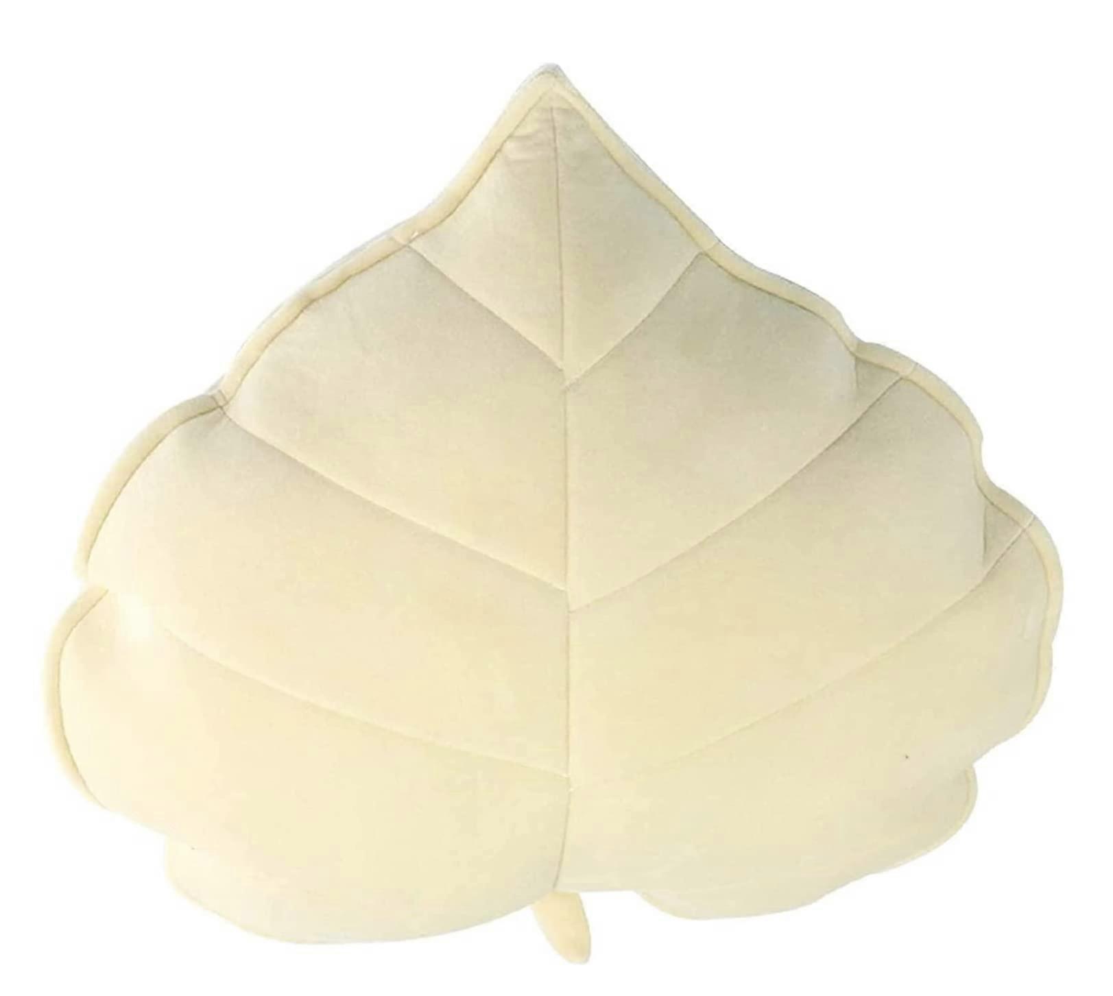 Leaf Pillow Plush Floor Pillow for Office, Sofa, Car, and Home Decor - Soft White Cushion for Comfort and Style