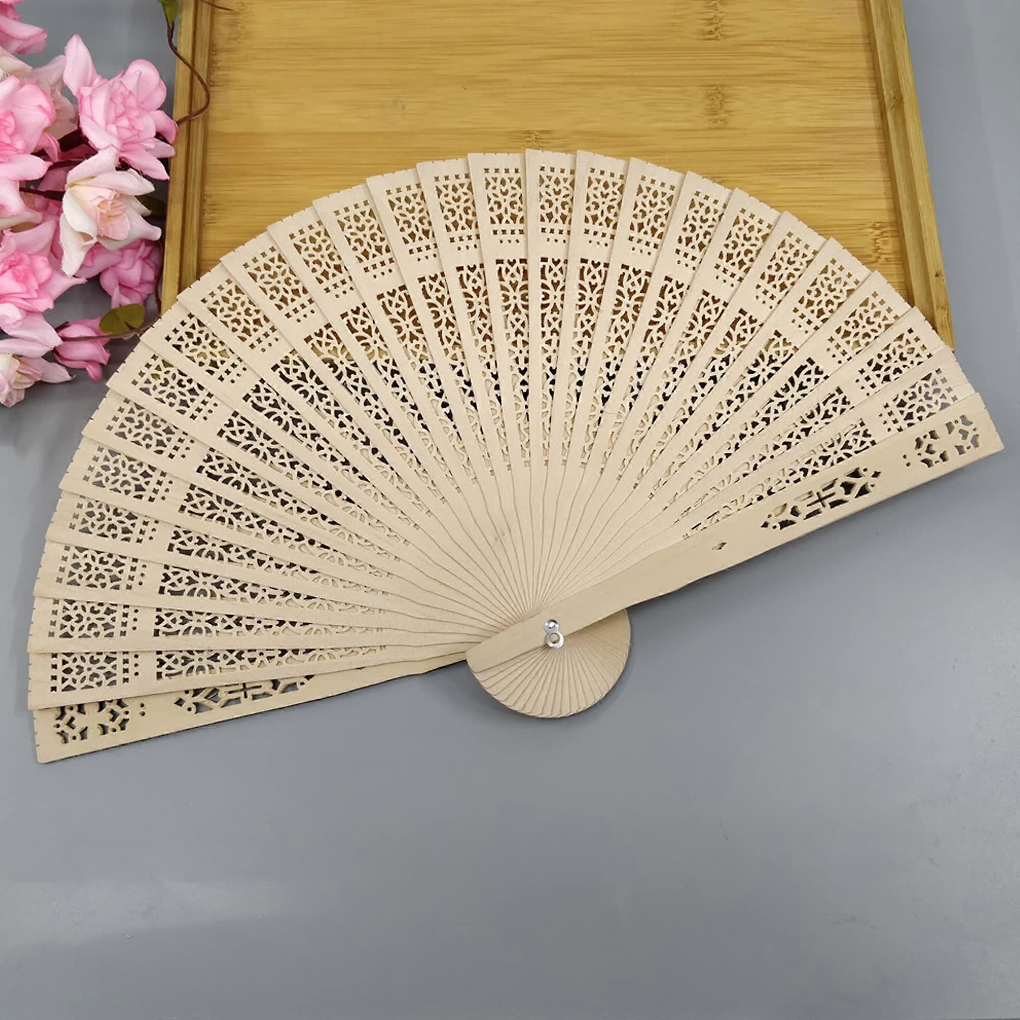 20 pcs Handheld Folding Fans Engraved Wedding Decorative Favors Hand Fans for Wedding