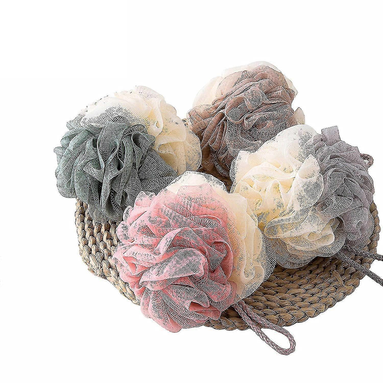 4 Pack Durable Loofah Bath Sponges - Eco-Friendly Mesh Shower Exfoliators for Family Use, Gentle Cleansing & Lathering