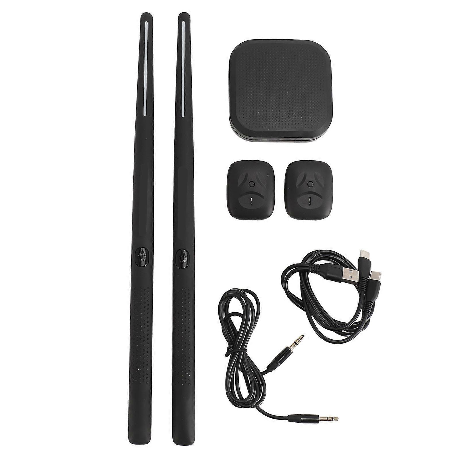 Virtual Drum Kit Portable VR Drum Set with Sticks and Pedals for Beginners Children Adults Black Lightweight