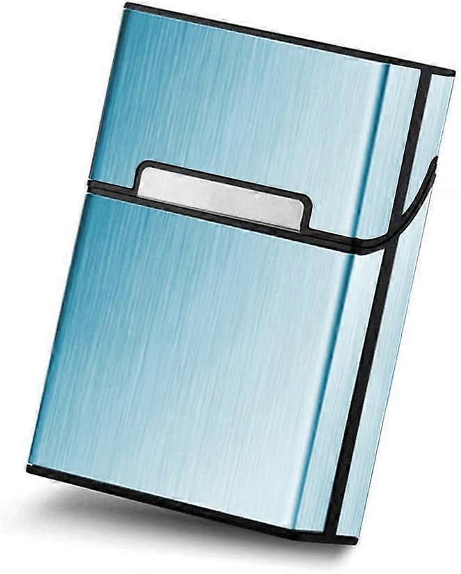 Lightweight Aluminum Cigarette Case Silver Metal Box Holder (Blue)