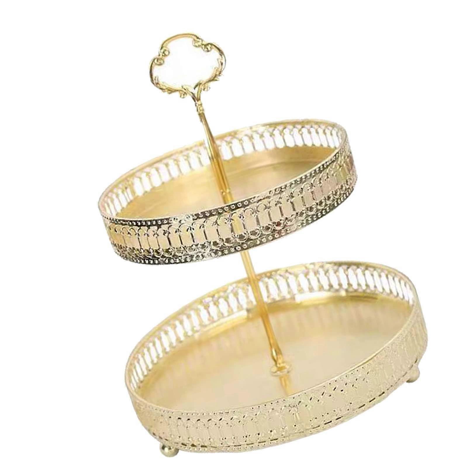 Tiered Tray Stand, Double Layer Gold Appearance 2 Tier Tray with Large Storage Space for Wedding