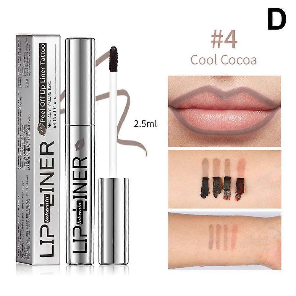 #4 Cool Cocoa(D)$lakerain tear-off lip liner waterproof, sweat-proof, easy to color, matte tear-off lip liner 2.5ml