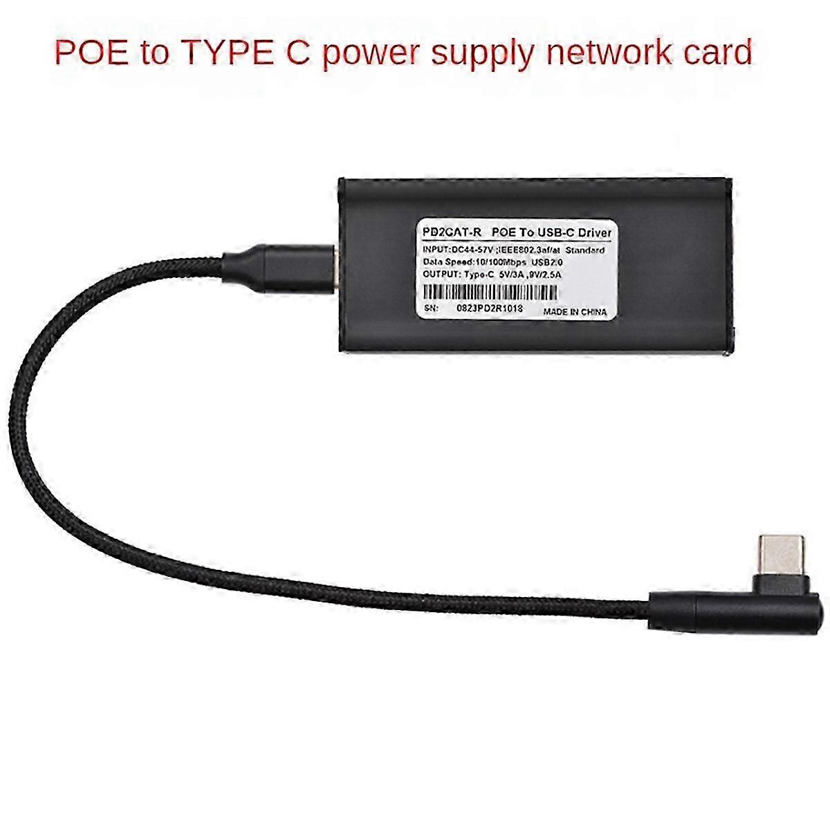 Alimentatore POE Scheda di rete da POE a USB-C Scheda di rete POE 5V 9V Adaptive USB-C Netwo
