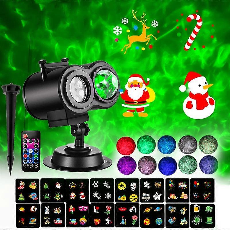 Not Easy To Fade Card Pattern 9W Double Cylinder Water Pattern Christmas Projection Light 16 Cards US Plug