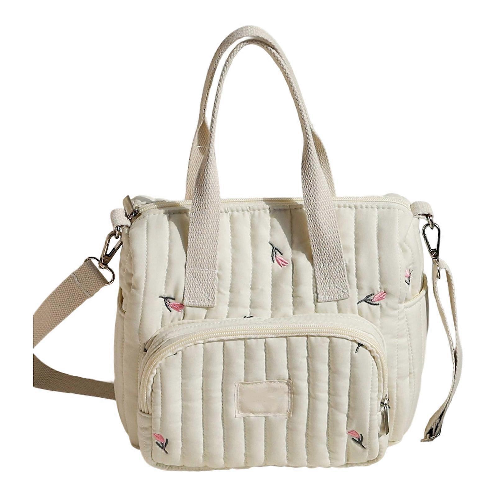 Embroidery Baby Diaper Bag Portable Handbag Case with Multifunctional Compartment for Daily Outings and Short Trip