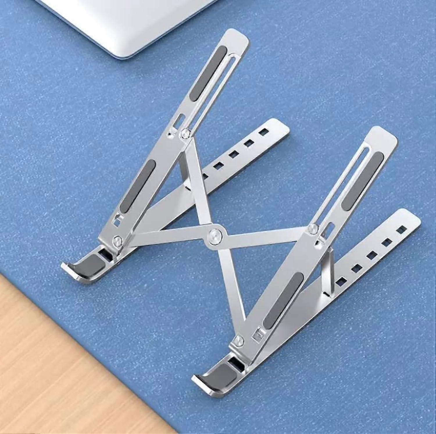 Aluminum Alloy Laptop Stand Adjustable for Desktop Folding Tablet Support (Silver)