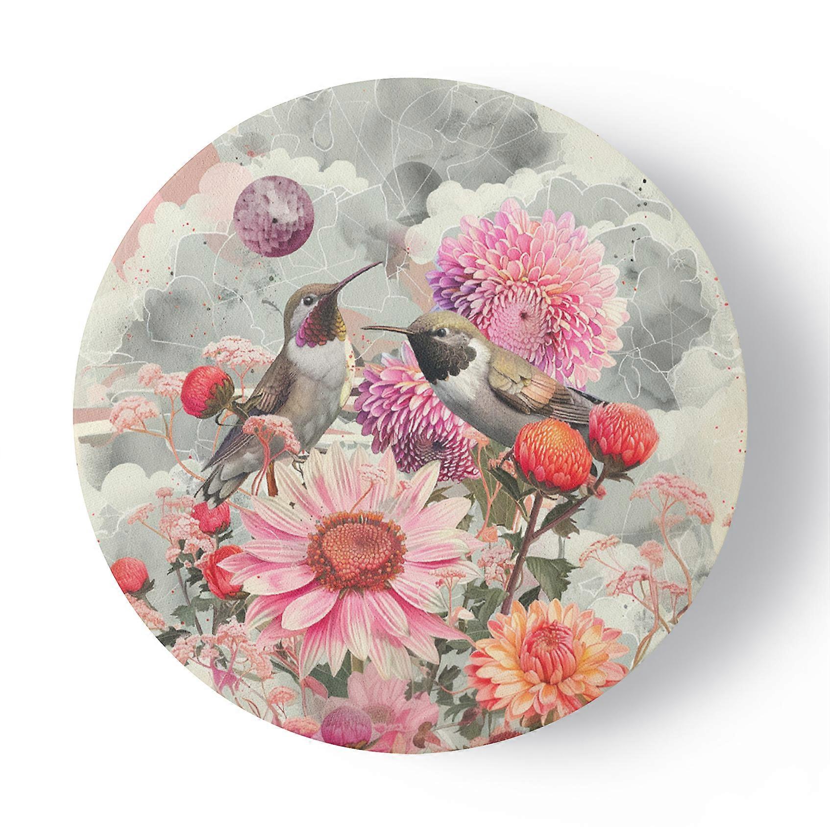 Impression sur toile, Fleurs et oiseaux colorés - 80x80