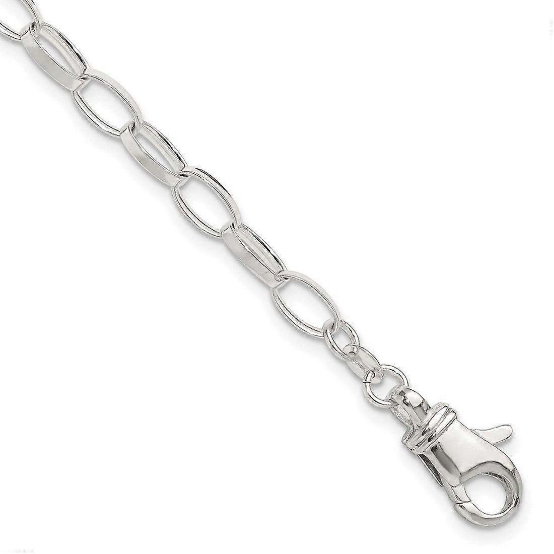 925 Sterling Silver Fancy Lobster Closure Solid Polished-Fancy Link Anklet-Lobster Claw 5mm Wide-Anklet for Women - Leng