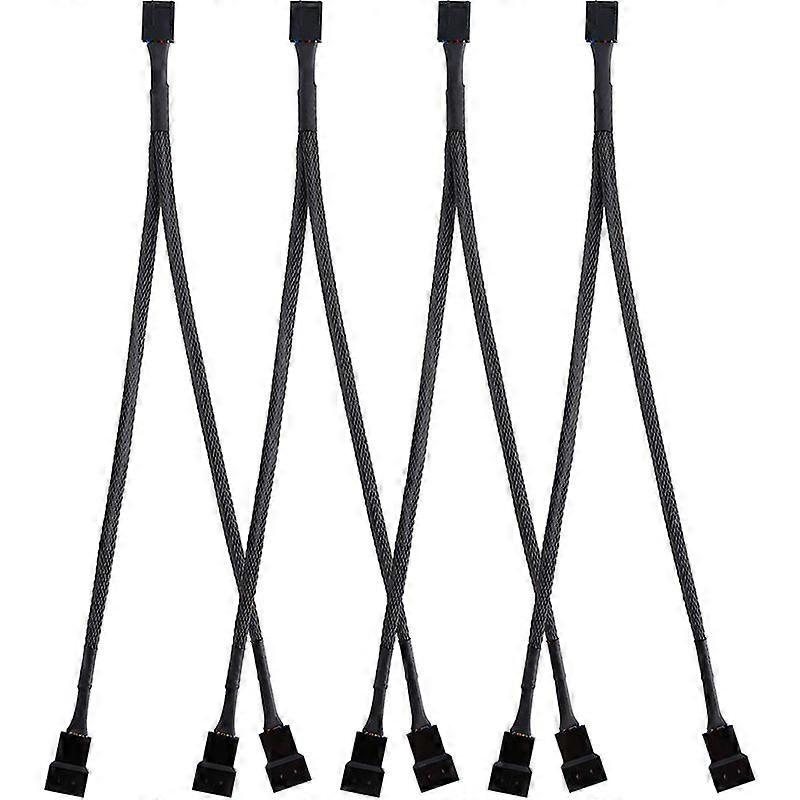 4 Pack PWM Fan Splitter Cable Y Splitter Computer PC Fan Power Cable 4 Pin 1 to 2 Converter, Black Sleeved Braided