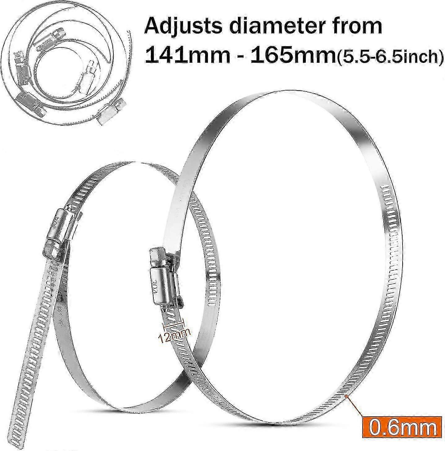 Schlauchschellen mit 6" Durchmesser Edelstahl 304 - 6er Pack