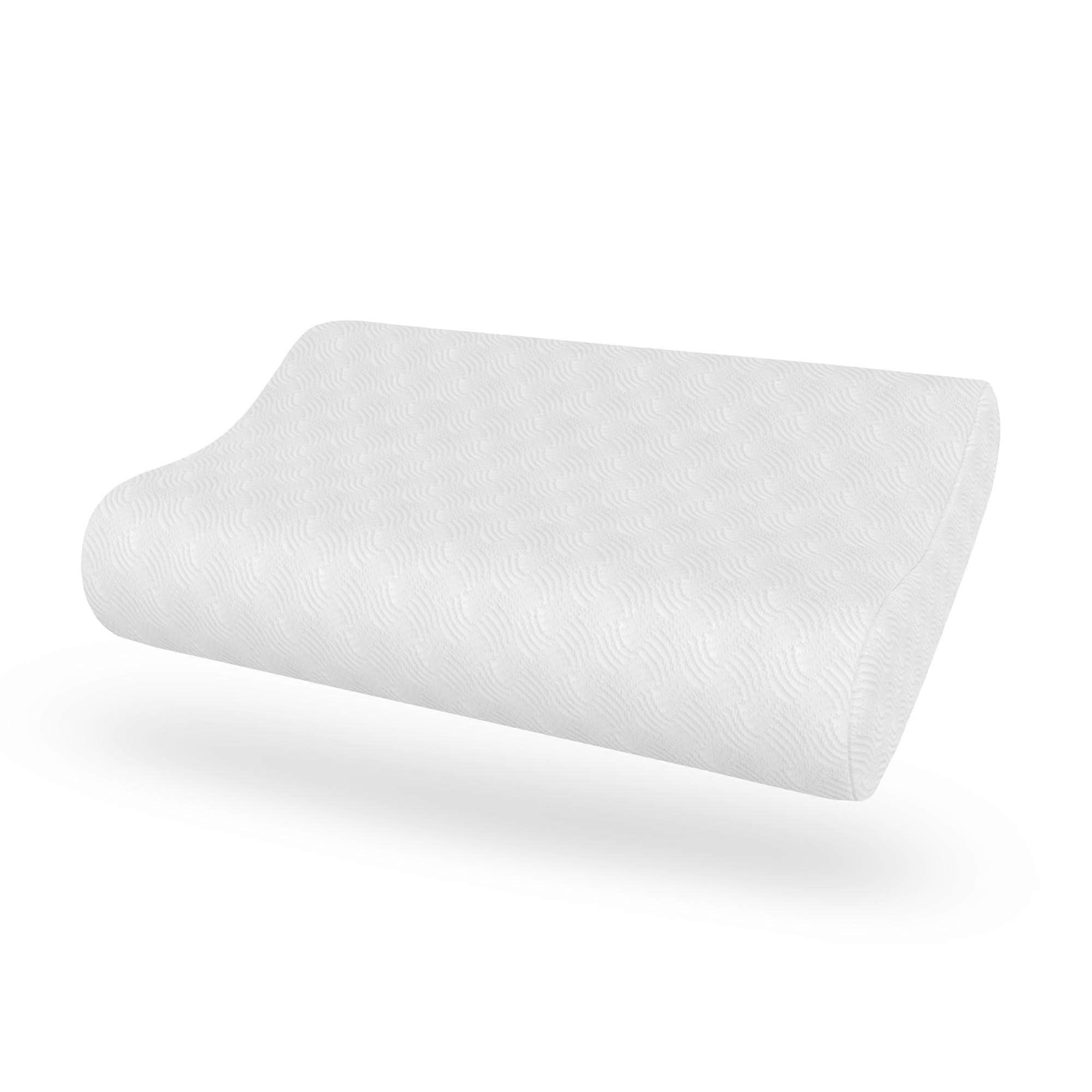 Classic Support Memory Foam Pillow, Standard Contour Design, Ventilated with Polyester Cover for Side and Back Sleepers, White