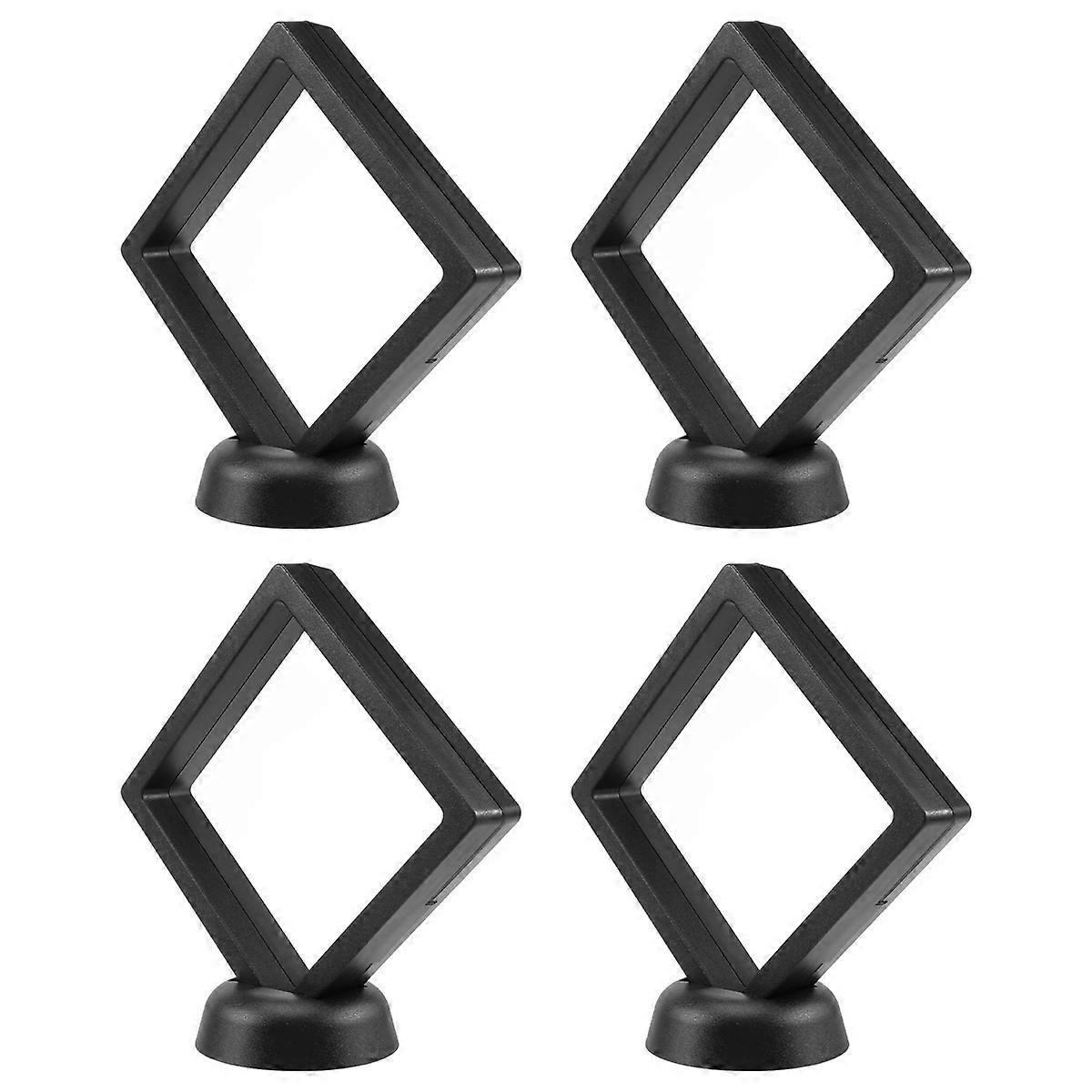 4 Pcs Holder 3D Floating Frame with Bracket Coin Black