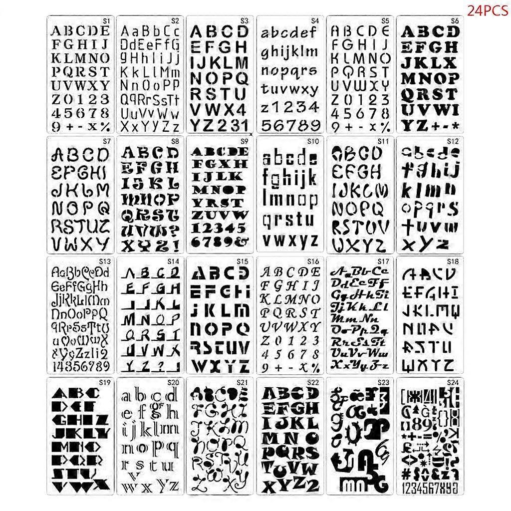 24pcs/set Alphabet Letters Drawing Template Stencil Painting Embossing Scrapbooking DIY Album Decorative Art Craft White