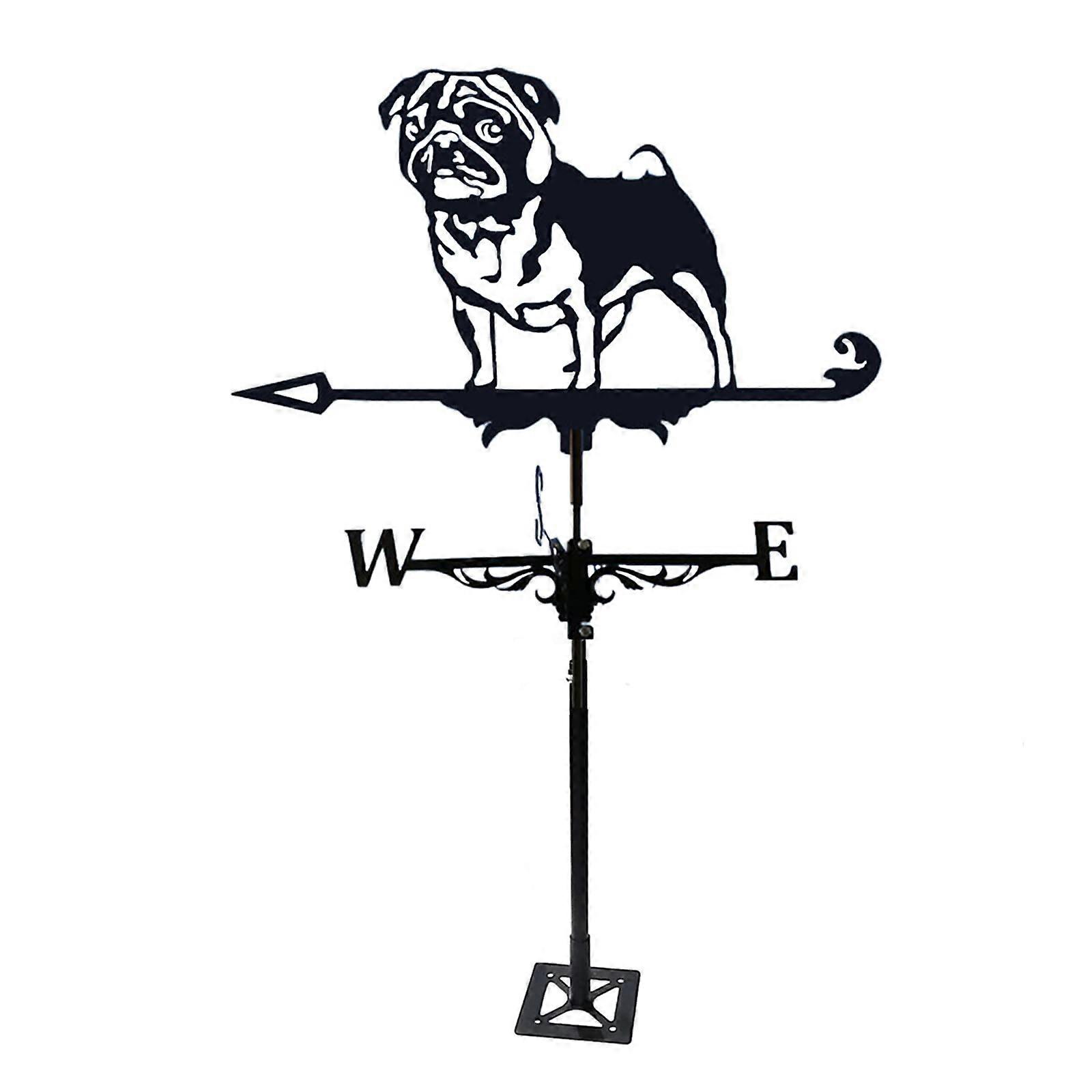 Metal Weather Vane Ornament, Pug-Shar-Pei, Wind Direction Indicator, Farmhouse Roof Mount, Style 2