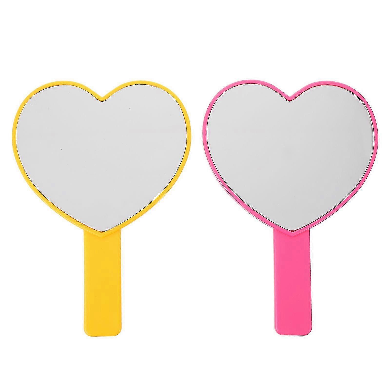 Elegant Heart-Shaped Portable Compact Makeup Mirrors 2 Pieces