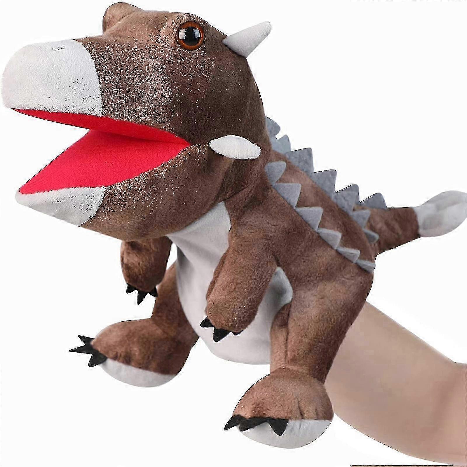 Plush Dinosaur Hand Puppet with Movable Open Mouth for Creative Imaginative Play, Role Playing, Interactive Birthday Gift for Children