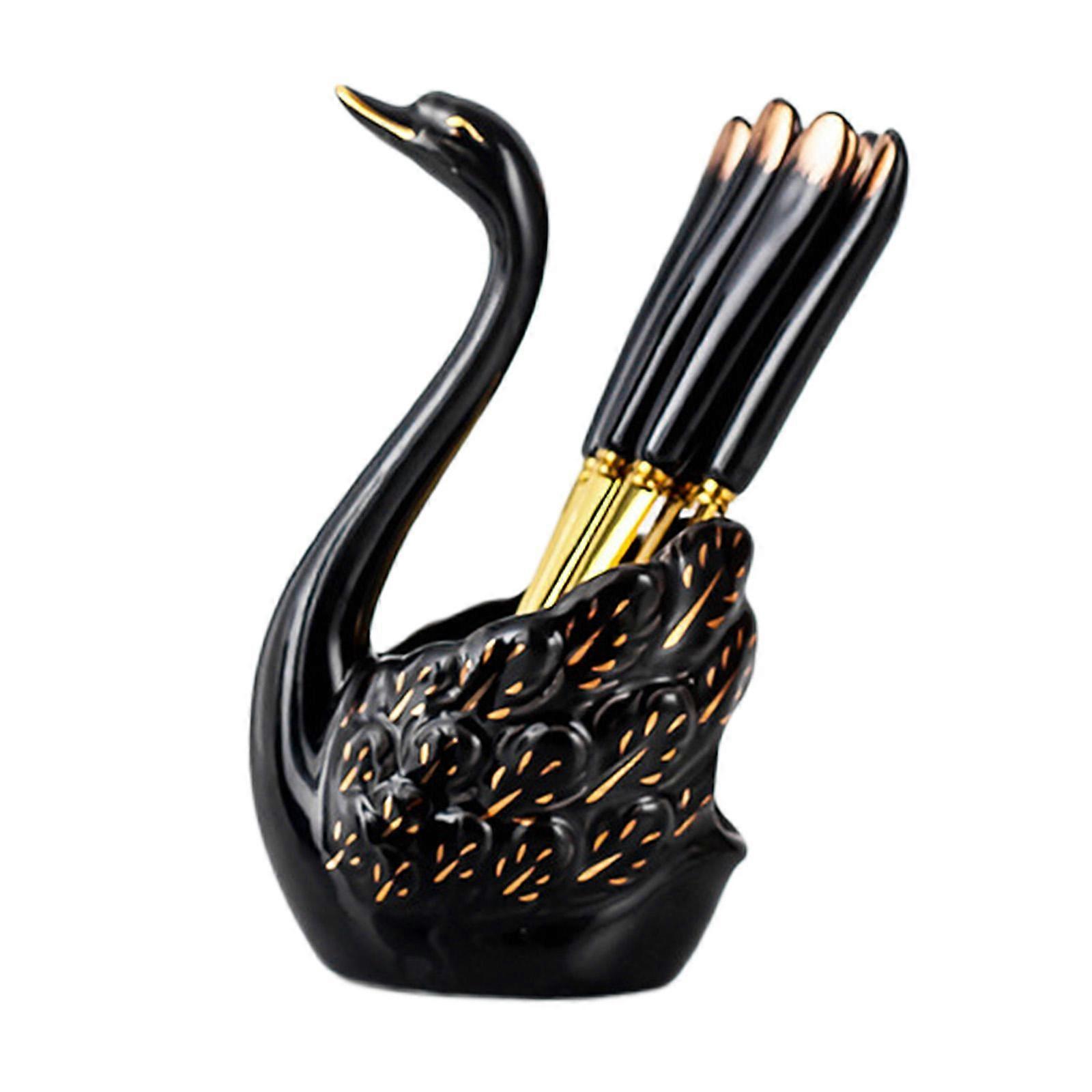 هدايا حامل قاعدة بجعة سيراميك مع مجموعة أدوات مائدة من 6 شوكات لمقهى عيد ميلاد