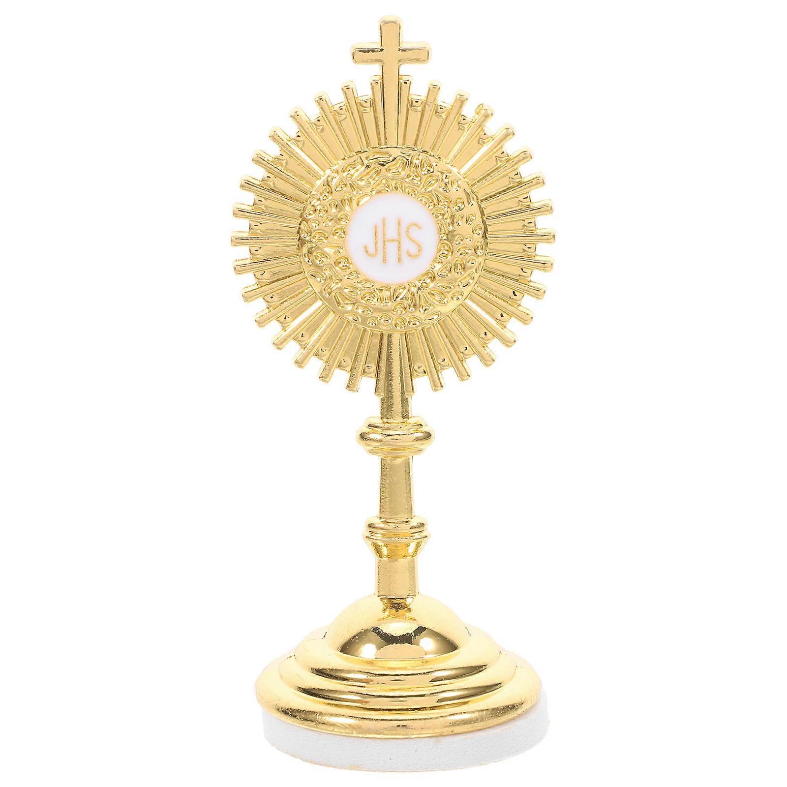 Stylish Small Brass Jesus Crucifix Figurine for Home and Car Decor – Space Efficient Metal Cross Statue for Catholic Religious Prayer and Versatile