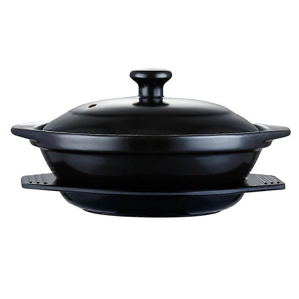 High Temperature Resistant Ceramic Casserole Pot with Tray – Conductivity, Non Stick Surface, Vent Design for Braised Chicken, Bibimbap, and Rice