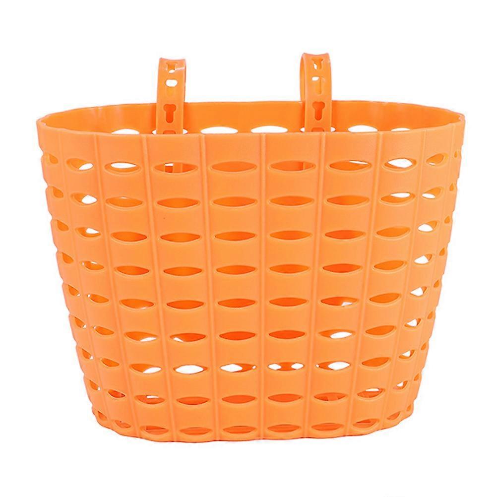 Woven Plastic Bike Basket with Handlebar Storage, Removable & Easy Attach, Universal Fit for Orange Cycling Accessory