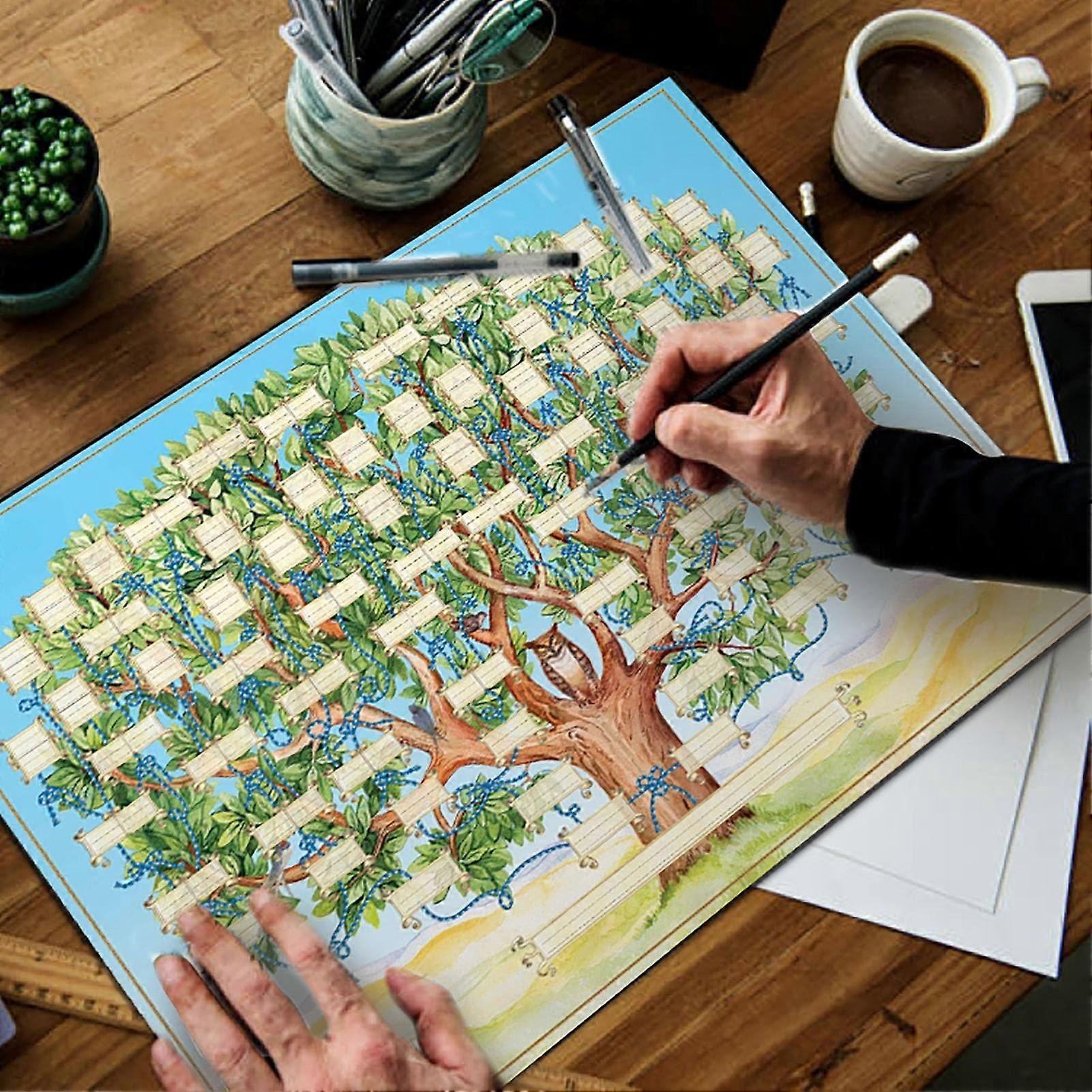 Family Tree Chart for Generations, Blank Fillable Pedigree Chart, Customizable Family Tree Poster for Genealogy