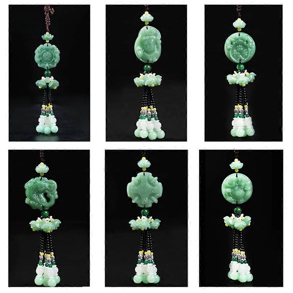 Car Interior Decor Jade Gourd Car Hanging Pendant Ornament For Car Styling Light Green 26x7x3.4cm Traditional Design 1Pack