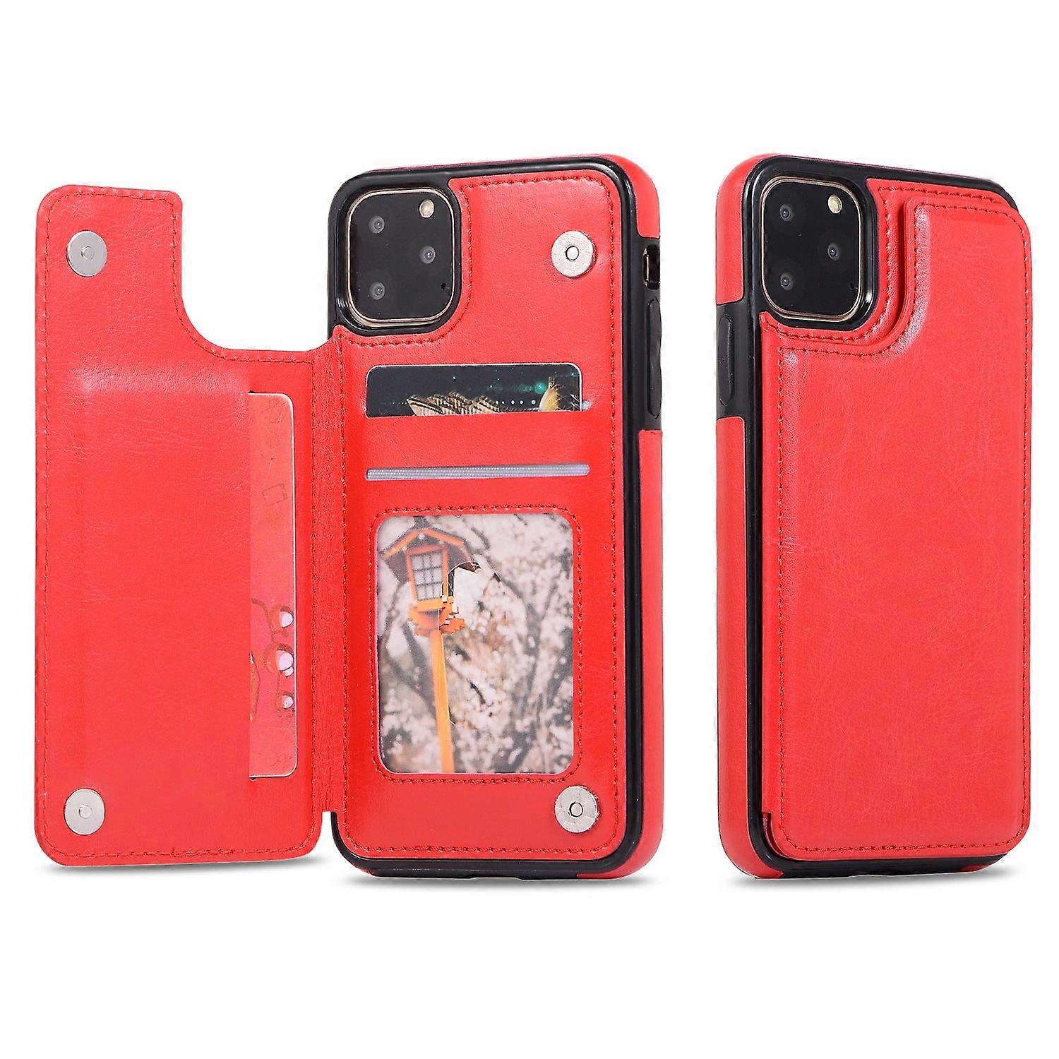 Case For Iphone 13 Pro Max Red Leather Crazy Horse Pattern