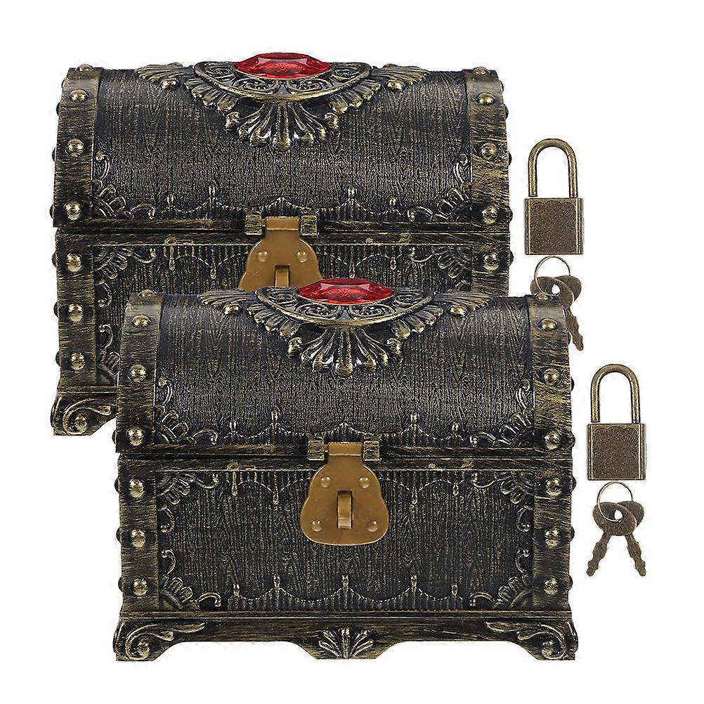 Decorative Treasure Box Plastic Material Square Shape Home Decoration 2Pcs