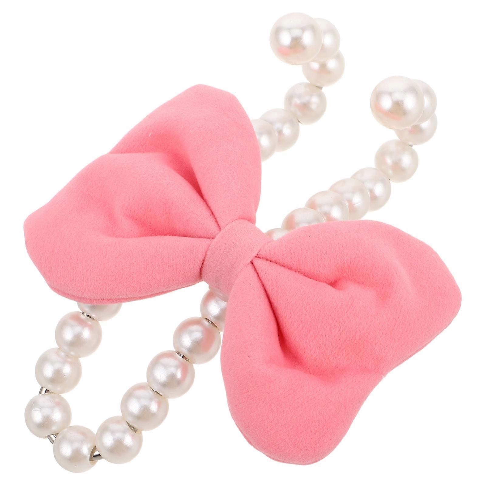 Headrest Hooks Auto Car Seat Back Storage Hook Pink Bow Faux Pearl Decorative 1Set