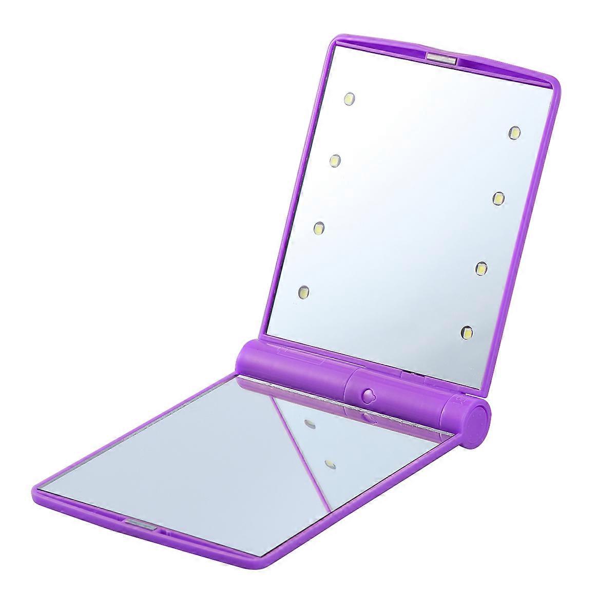 Portable LED Lighted Makeup Mirror for Travel – Brightness Adjustable Compact Design for Low Light Makeup Application – Purple Cosmetic Mirror