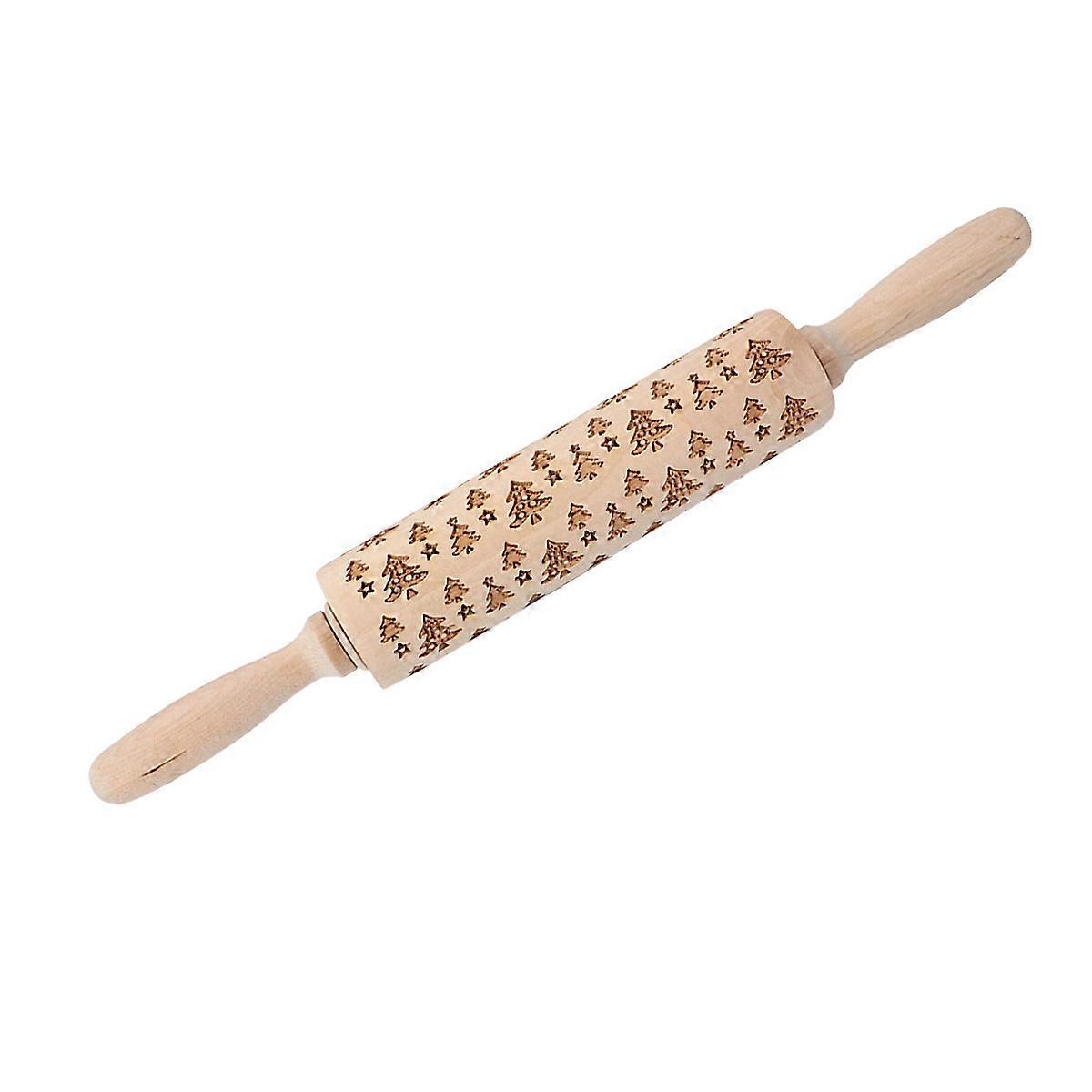 Kitchen Rolling Pin Cylindrical Shape Wooden Baking Tool For DIY Projects 35X5CM 1Set