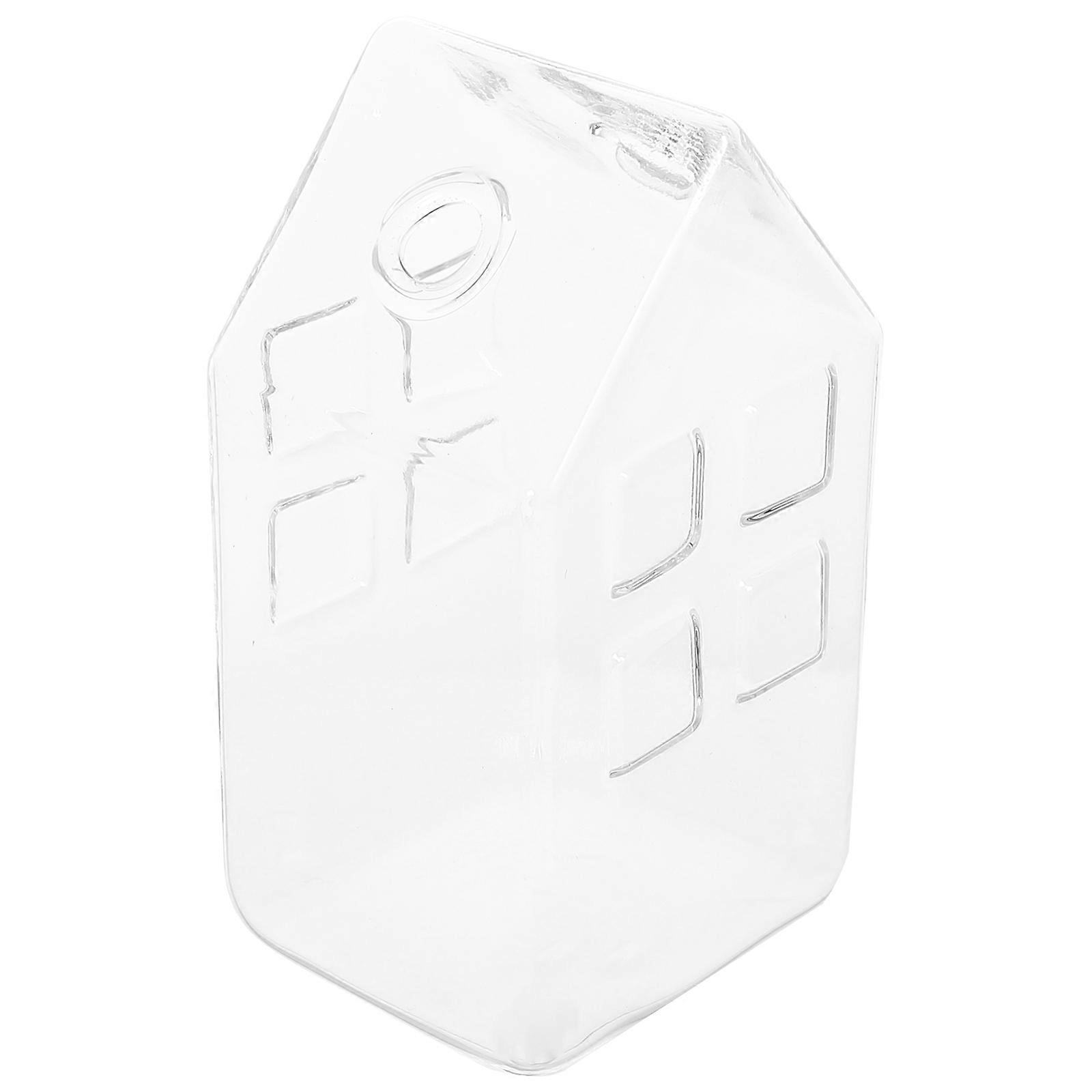 Clear Cylindrical Flower Vase House Shaped For Home Users Synthetic Material Ornament 6.00X5.50X11.00 Cm 1Set