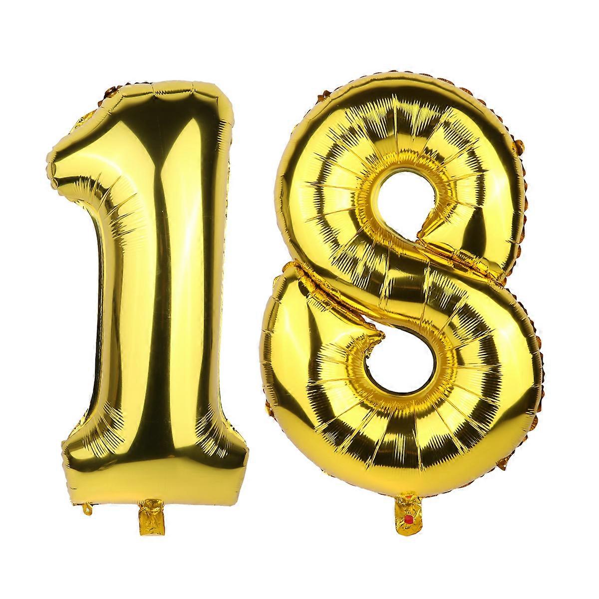Number Balloons Golden Birthday Theme 32 Inches Round Latex Decorations 12Pcs in 1 Party Layout