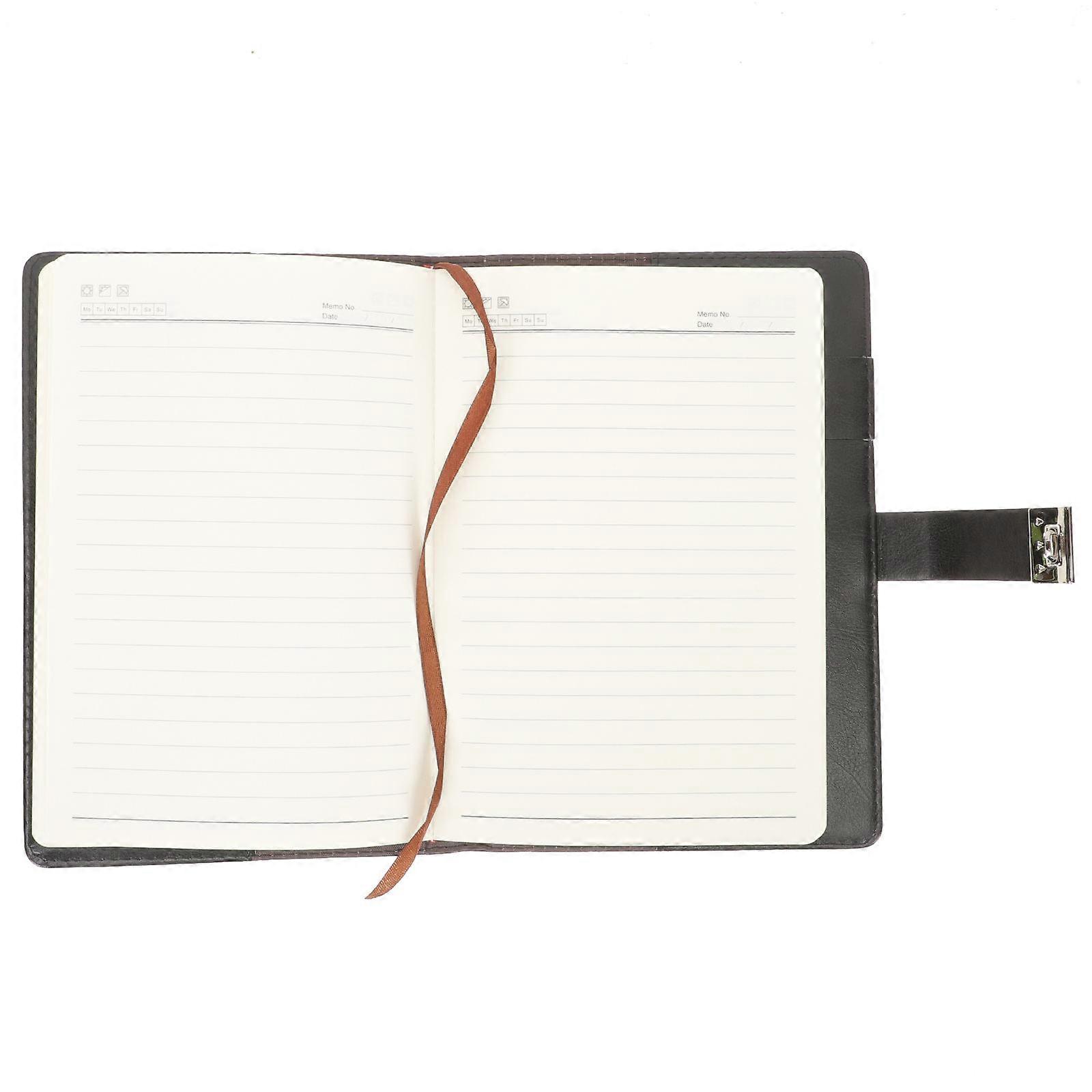 Writing Notebook With Lock Business Use Journal For Men Simple Design Pu Leather 22x14.5cm 1Pcs